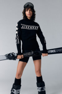 Airforce Eldora Mountain Knit SPVEW0154-901 True Black gebreide zwarte dames ski-pully met kraag en rits