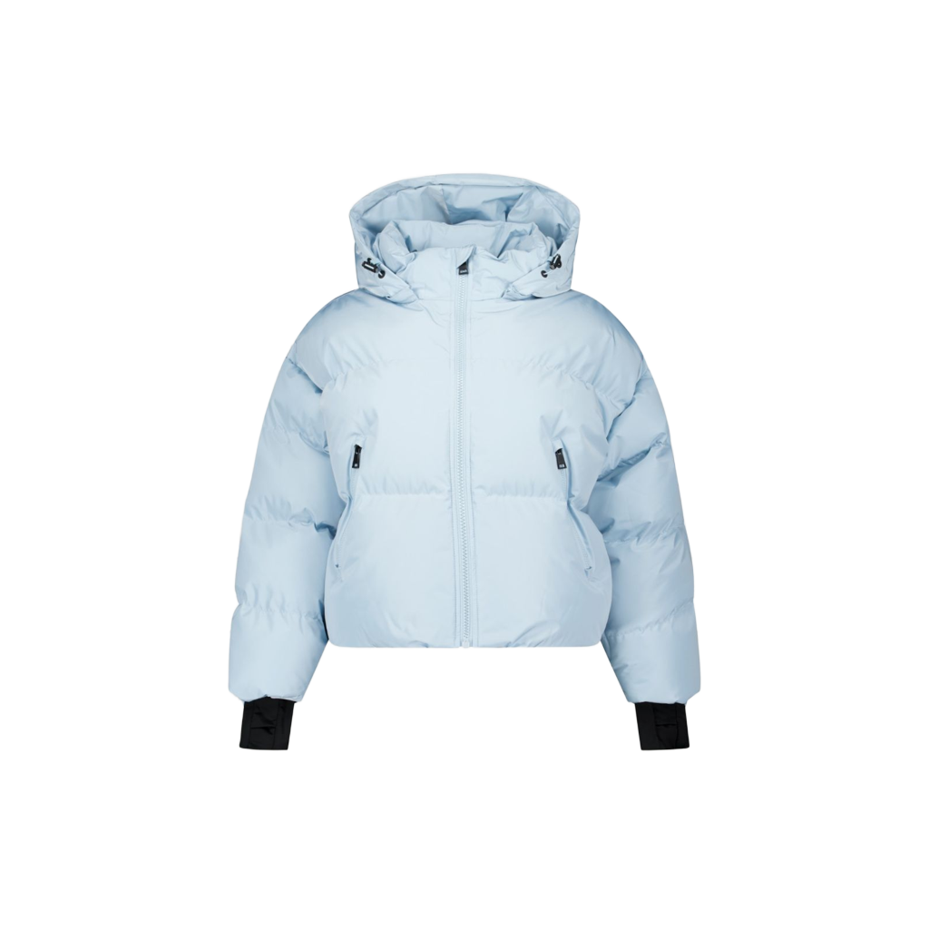 Lichtblauwe Airforce Sport ski-jas voor dames met capuchon