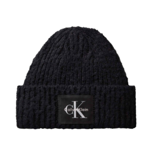 Calvin klein lv04f8104g ub1 brushed solid chunky beanie black grove gebreide muts zwart