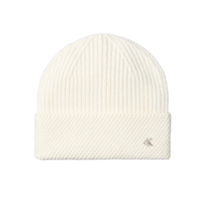 Calvin klein lv04f8118gacg metal wool slanted beanie light hay beige muts wol metallic logo