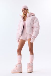 Airforce sport big pinstriped sun peaks jacket spfrw0290 311 100 barley pink white dames skijas roze wit gestreept