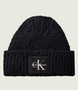Calvin klein lv04f8104g ub1 brushed solid chunky beanie black grove gebreide muts zwart