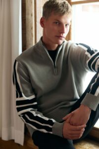 Airforce ski cooper knit men pully spvem0164 kleur 831 901 debonair gray true black heren ski pully wintersport